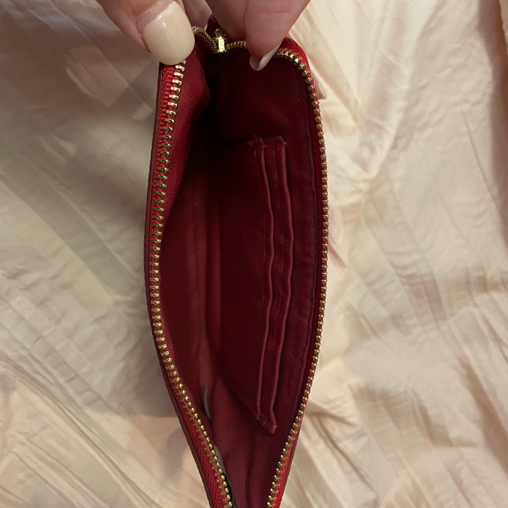 Coach Crossgrain Leather Corner Zip Wristlet Wallet 1941 Red - Picture 5 of 5